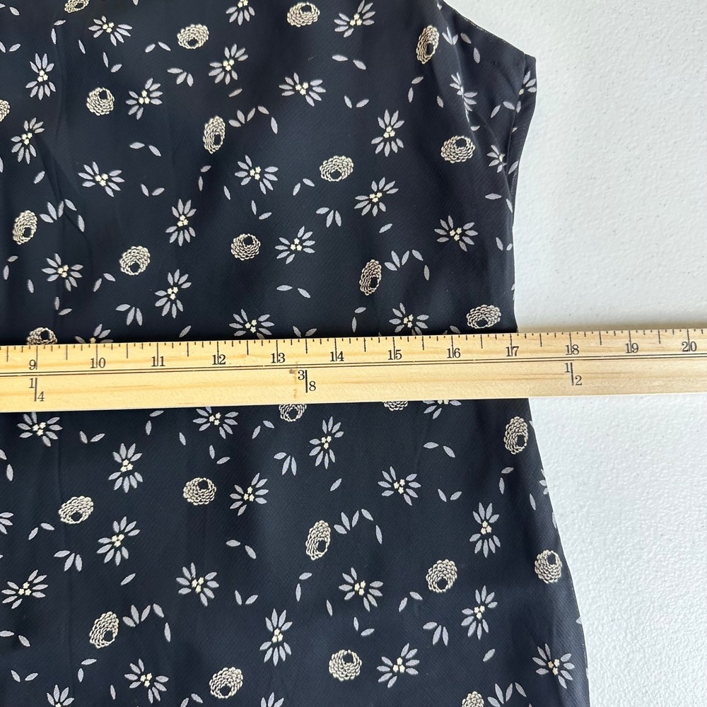 Donna Ricco Petite Size 12P Navy Floral Midi Dress Sleeveless Ruffle Hem - Picture 12 of 15